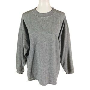 Insite Vintage Gray Striped Sweatshirt‎ Large Made In Korea 80s Minimal Retro